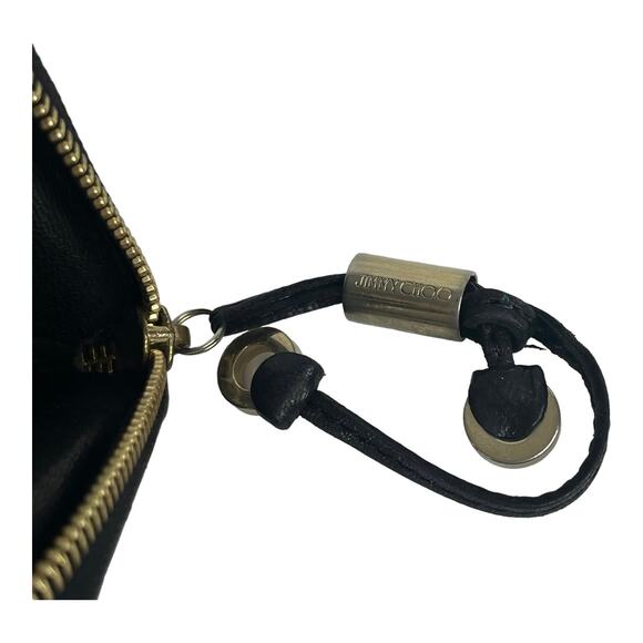 Jimmy Choo Long Wallet Zodiac Studded Zip Black Leather Clutch Purse Authentic - Picture 11 of 15